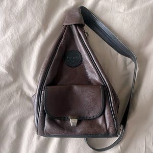 Valentina Vintage Made in Italy Pebbled Leather Brown & Black Backpack